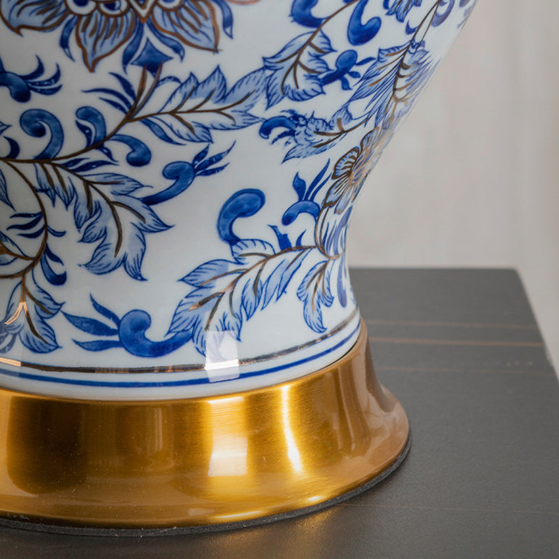 Drum Ceramic Fabric Living Table Lamp