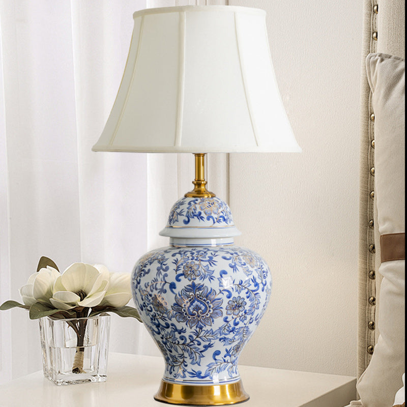 Drum Ceramic Fabric Living Table Lamp