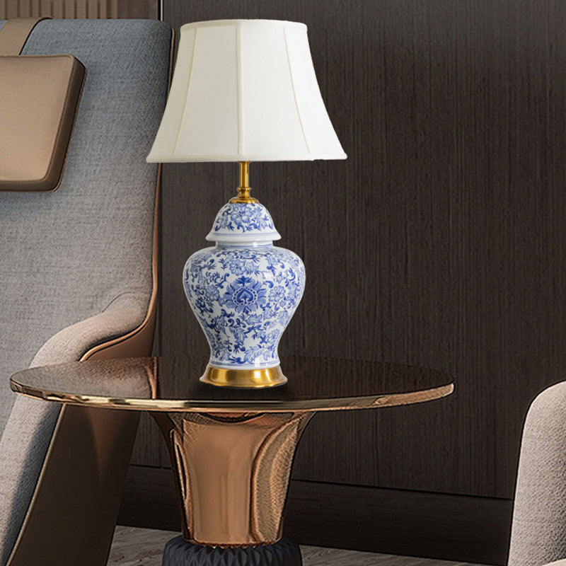Drum Ceramic Fabric Living Table Lamp