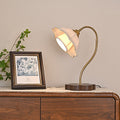 Flower Wood Copper Fabric Table Lamp