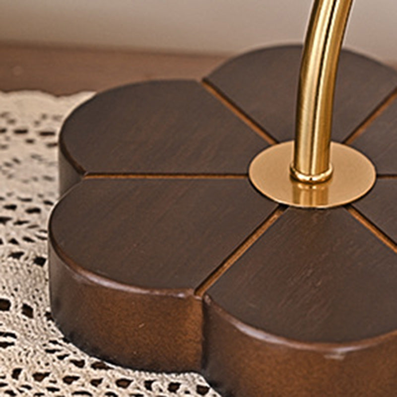 Flower Wood Copper Fabric Table Lamp