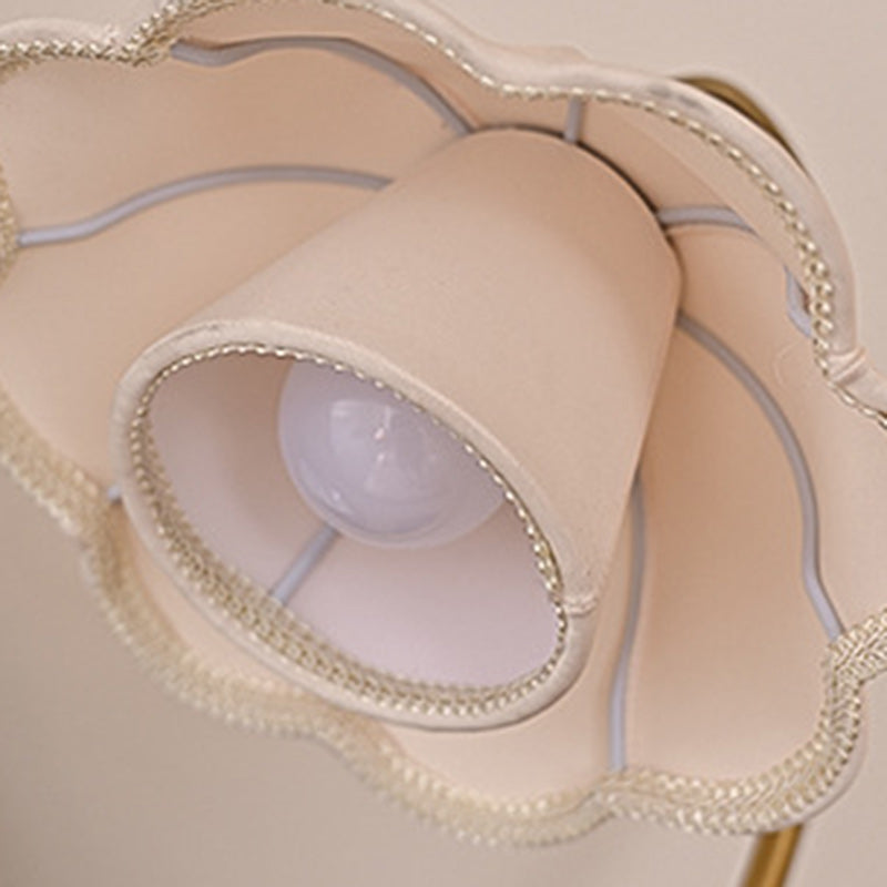 Flower Wood Copper Fabric Table Lamp