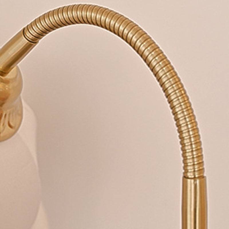 Flower Wood Copper Fabric Table Lamp