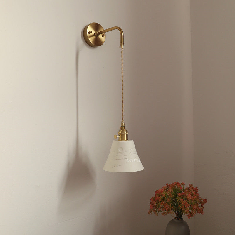 Drum Copper Ceramic Living Wall Lamp