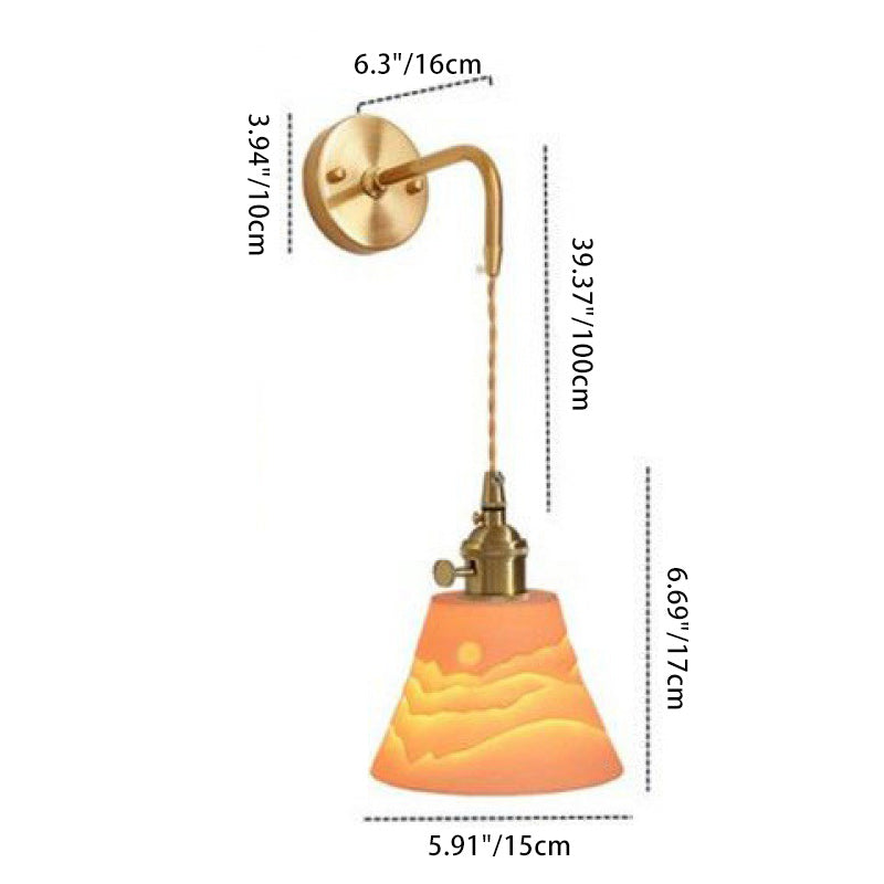 Drum Copper Ceramic Living Wall Lamp