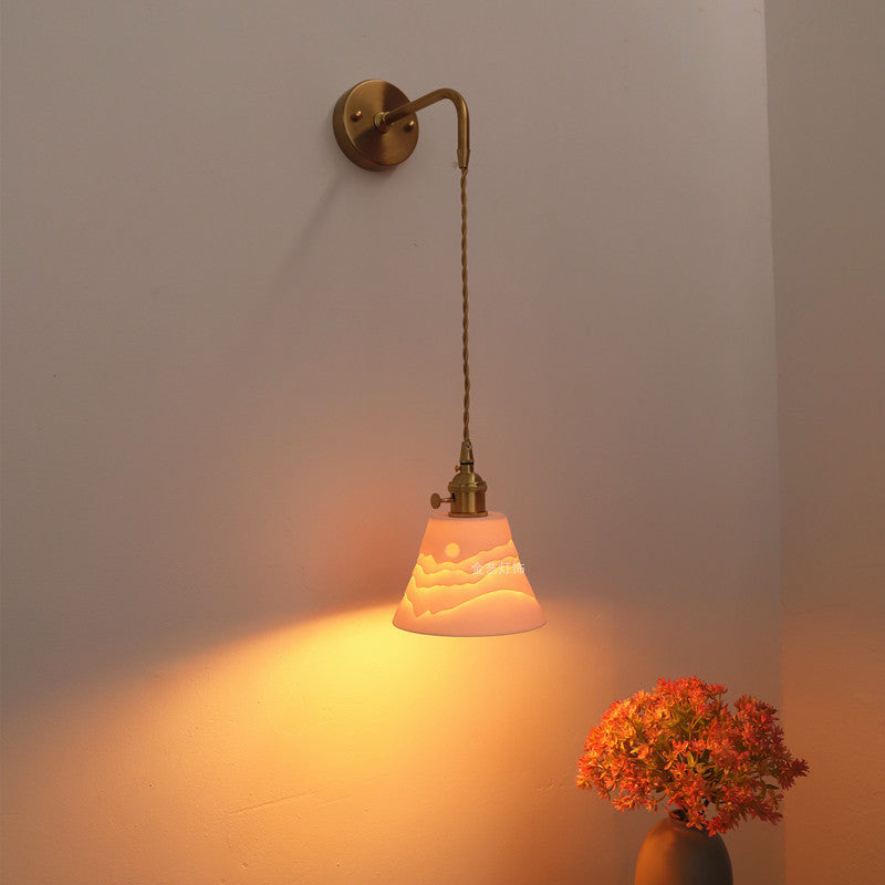 Drum Copper Ceramic Living Wall Lamp