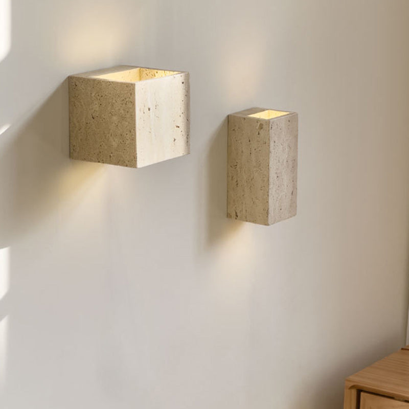 Rectangular Stone Living Room Wall Lamp