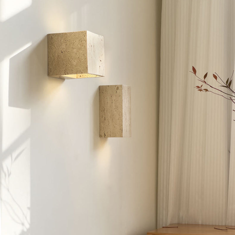 Rectangular Stone Living Room Wall Lamp