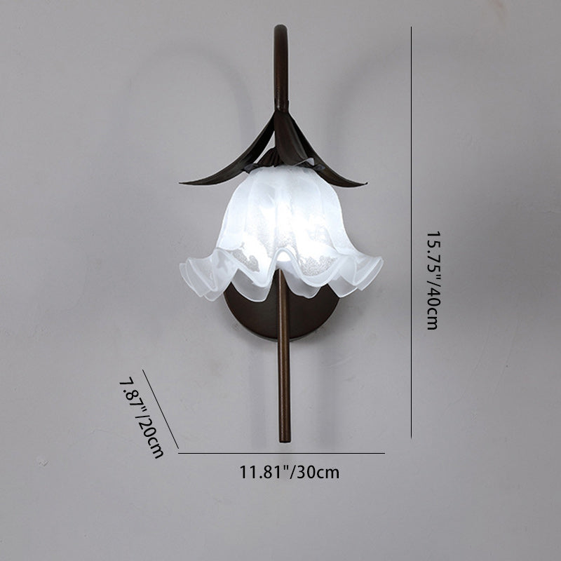 Flower Iron Glass Living Wall Lamp