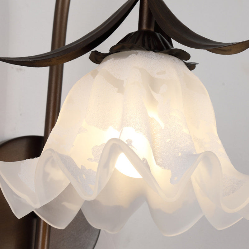 Flower Iron Glass Living Wall Lamp