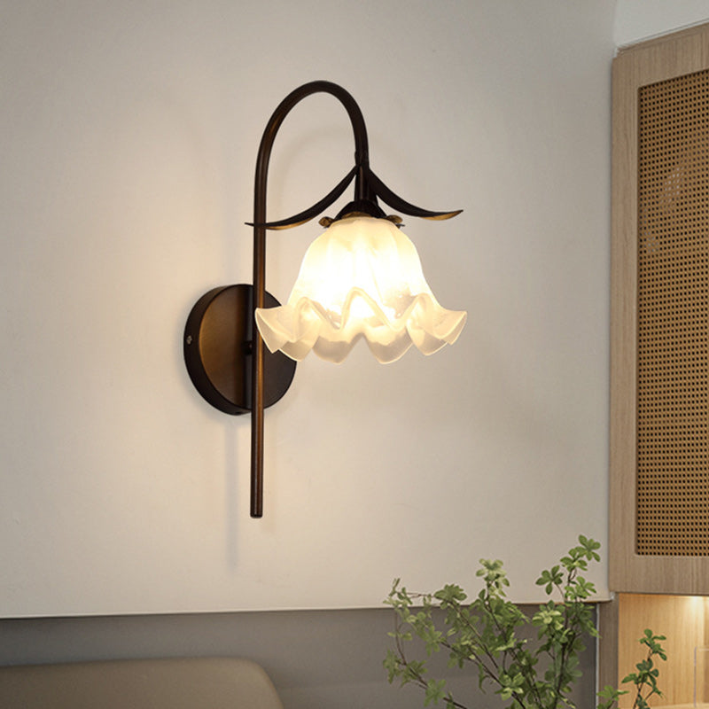 Flower Iron Glass Living Wall Lamp