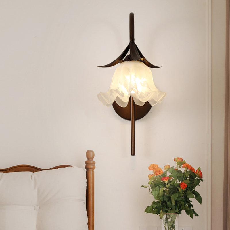 Flower Iron Glass Living Wall Lamp