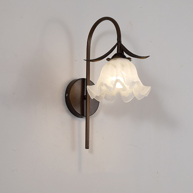 Flower Iron Glass Living Wall Lamp