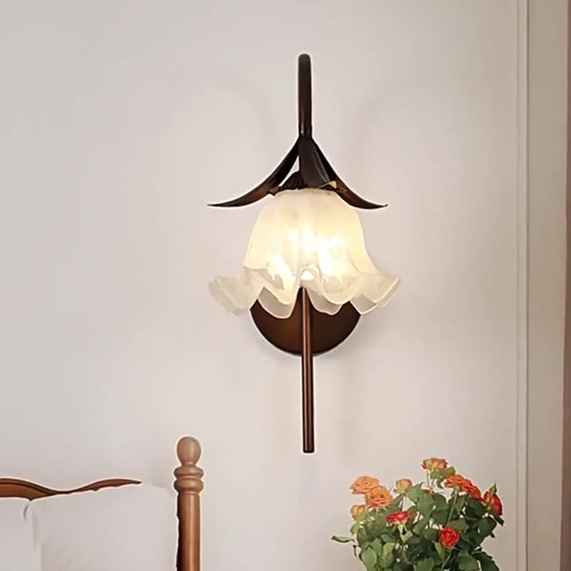 Flower Iron Glass Living Wall Lamp