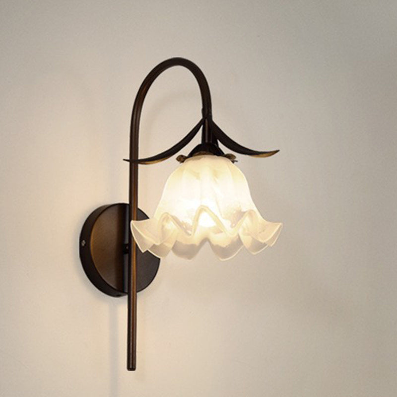 Flower Iron Glass Living Wall Lamp