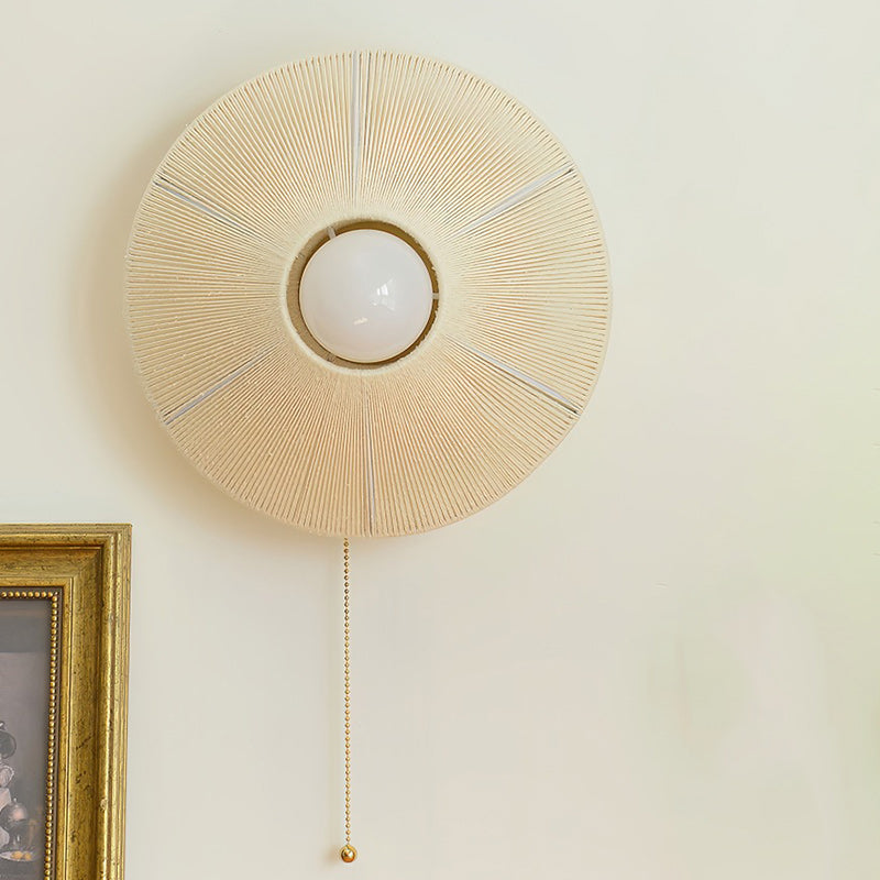 Round Iron Rattan Living Wall Lamp