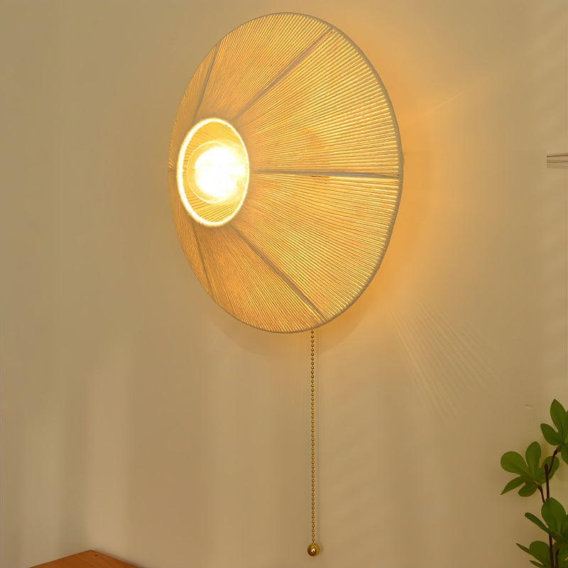 Round Iron Rattan Living Wall Lamp
