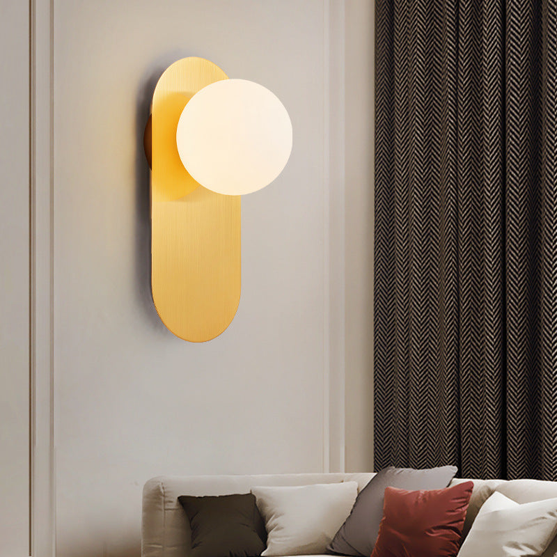 Oval Iron Glass Living Wall Lamp