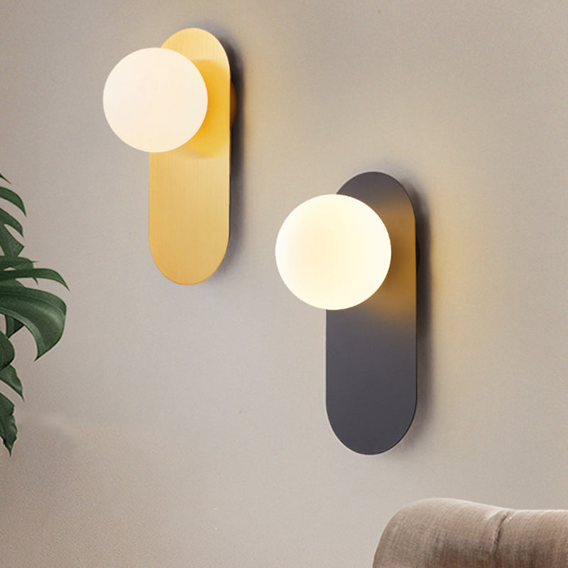 Oval Iron Glass Living Wall Lamp