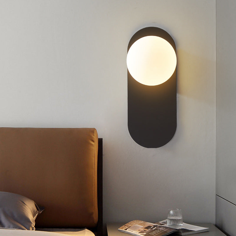 Oval Iron Glass Living Wall Lamp
