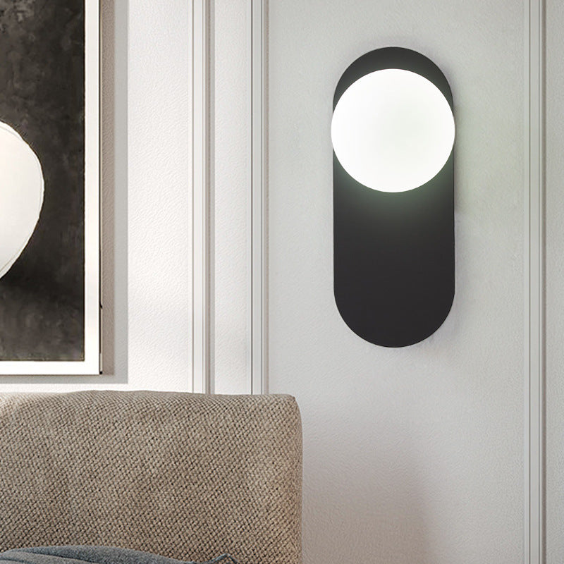 Oval Iron Glass Living Wall Lamp