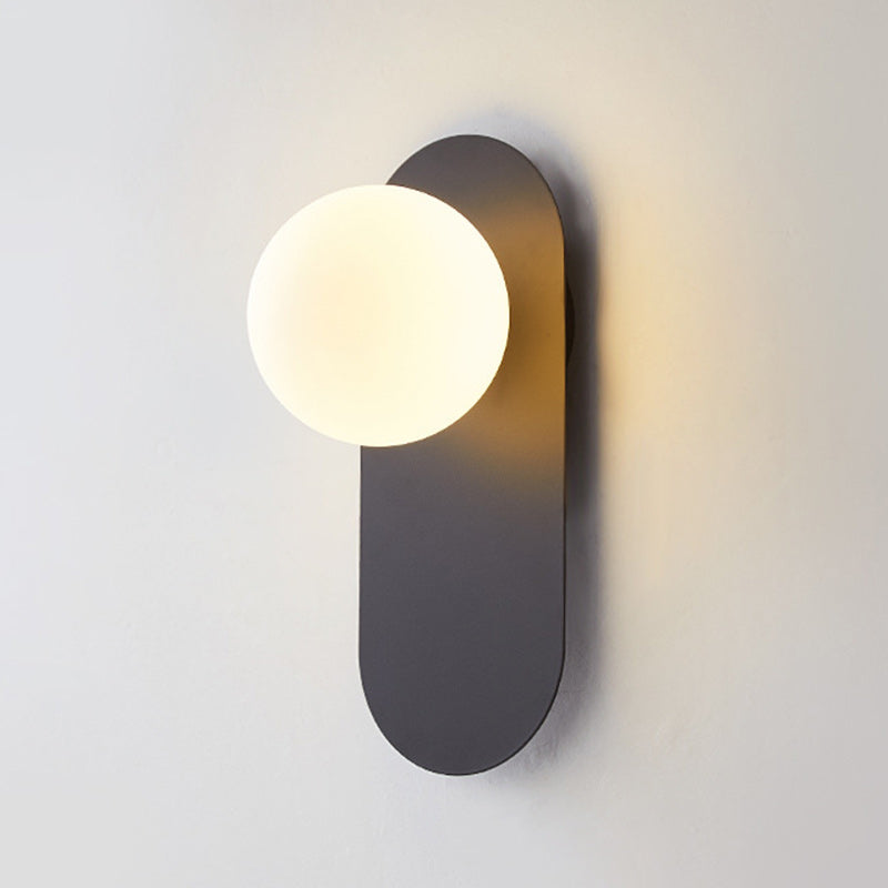 Oval Iron Glass Living Wall Lamp