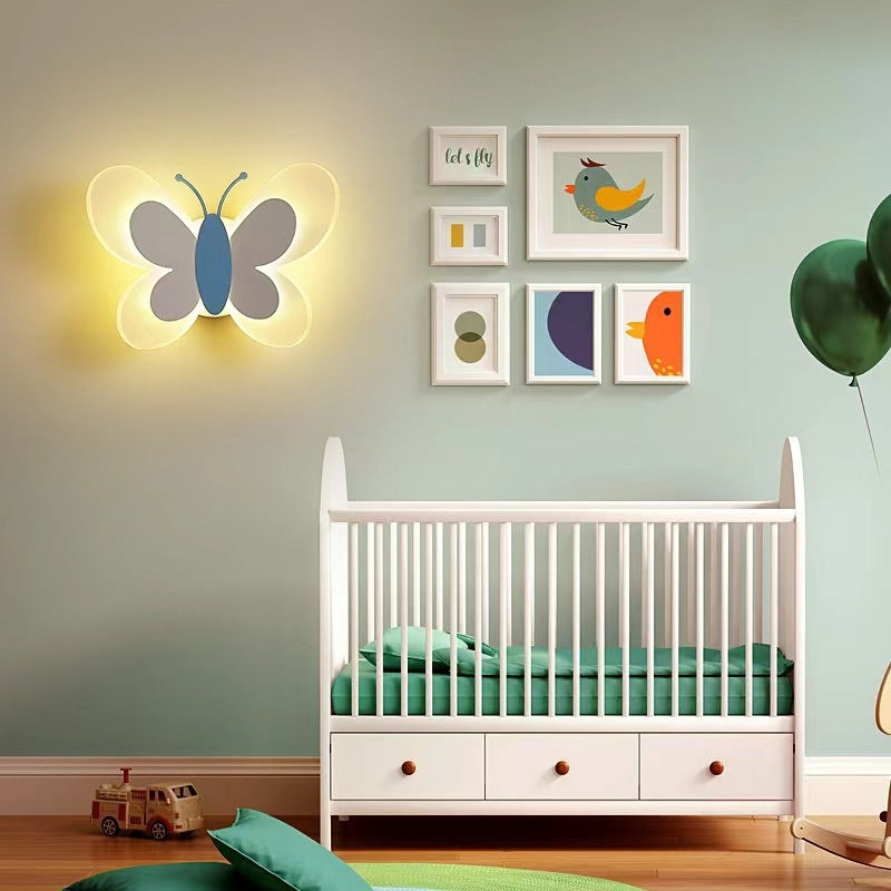 Butterfly Iron Glass Kids Wall Lamp