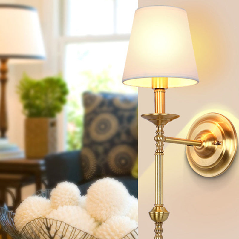 Drum Copper Fabric Living Wall Lamp