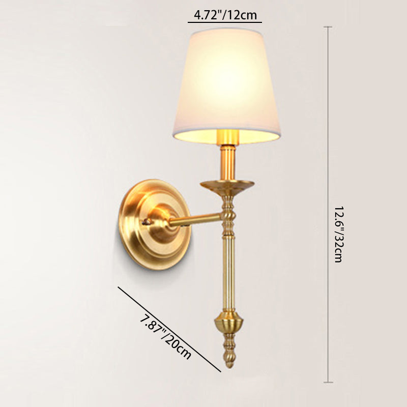 Drum Copper Fabric Living Wall Lamp