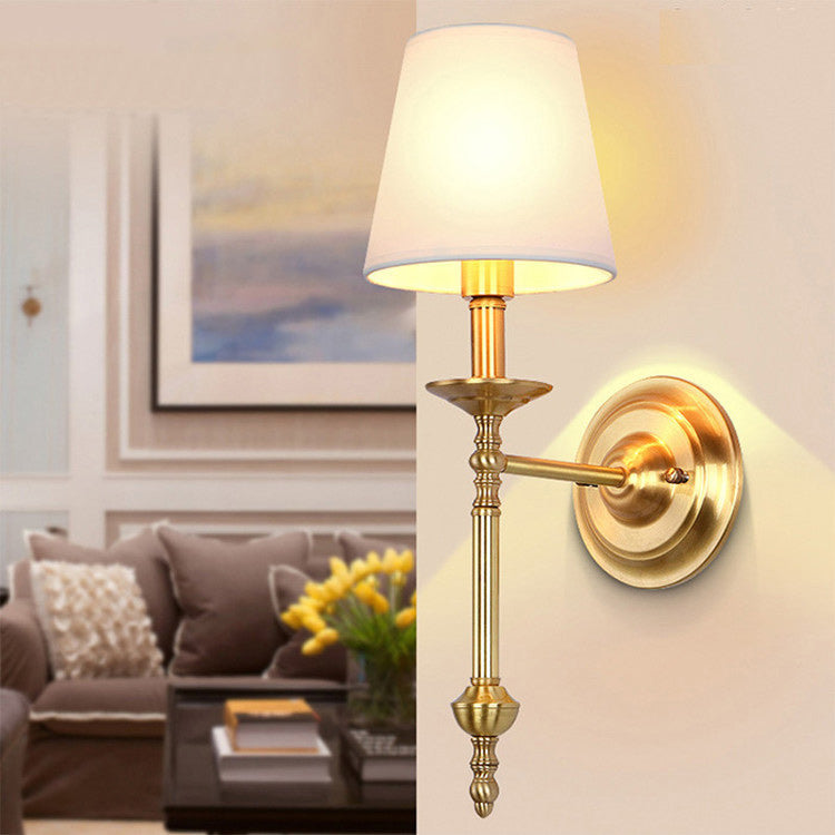 Drum Copper Fabric Living Wall Lamp