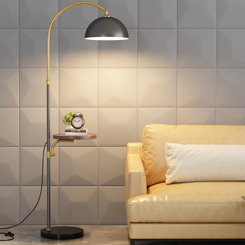 Fishing Rod Marble Wood Floor Lamp