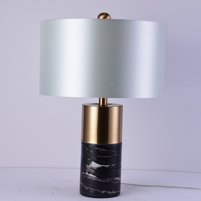 Cylinder Marble Fabric Living Table Lamp