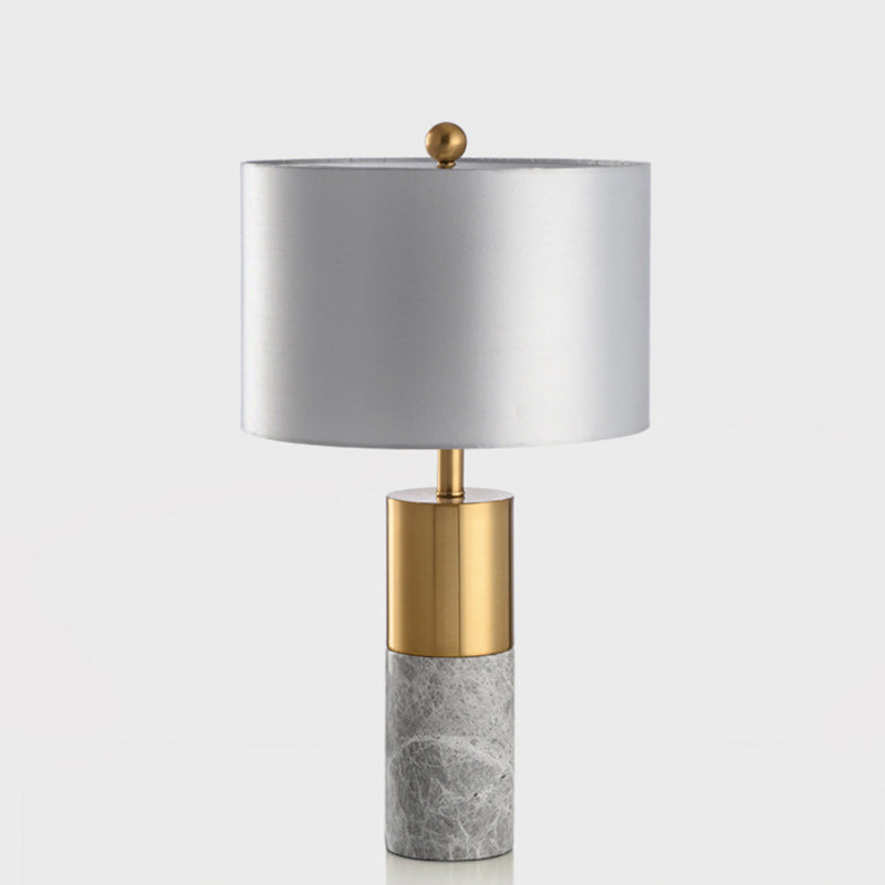Cylinder Marble Fabric Living Table Lamp