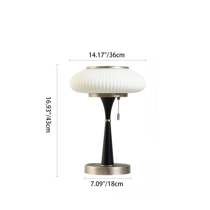 Oval Iron Wood Glass Table Lamp
