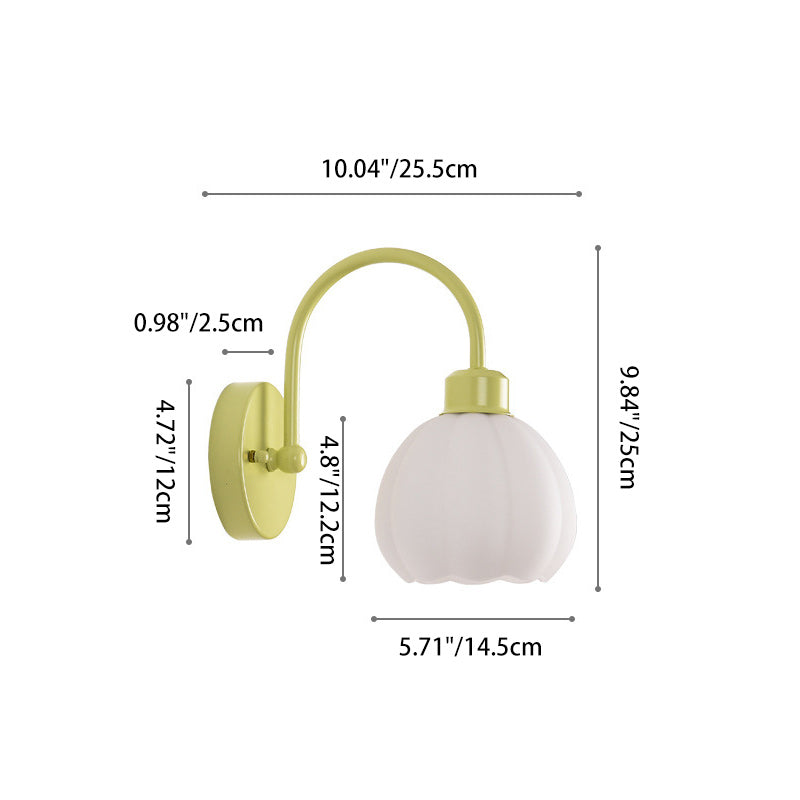 Flower Iron Glass Living Wall Lamp