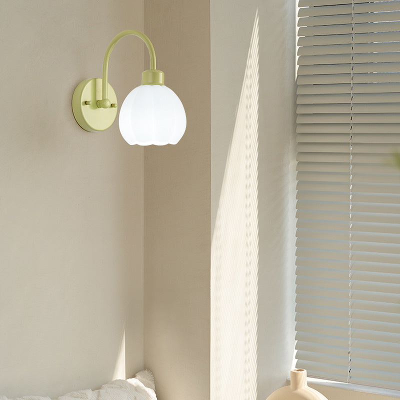 Flower Iron Glass Living Wall Lamp