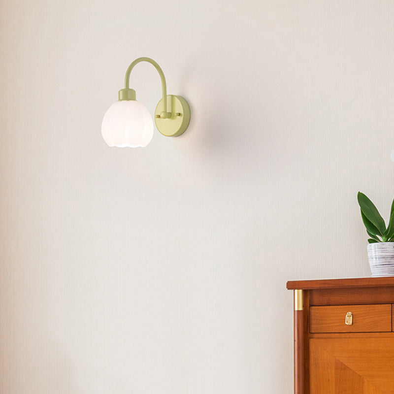 Flower Iron Glass Living Wall Lamp