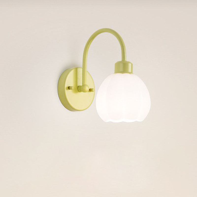 Flower Iron Glass Living Wall Lamp
