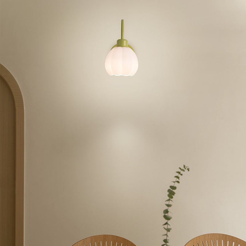 Flower Iron Glass Living Wall Lamp