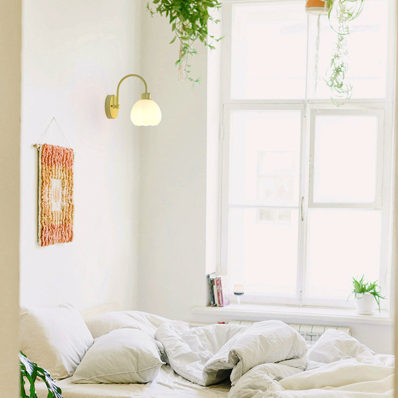 Flower Iron Glass Living Wall Lamp