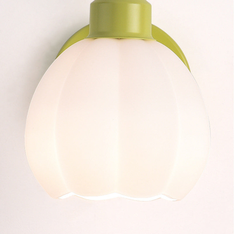 Flower Iron Glass Living Wall Lamp