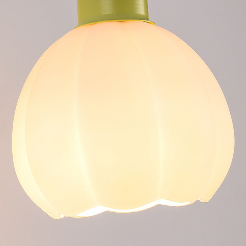 Flower Iron Glass Living Wall Lamp