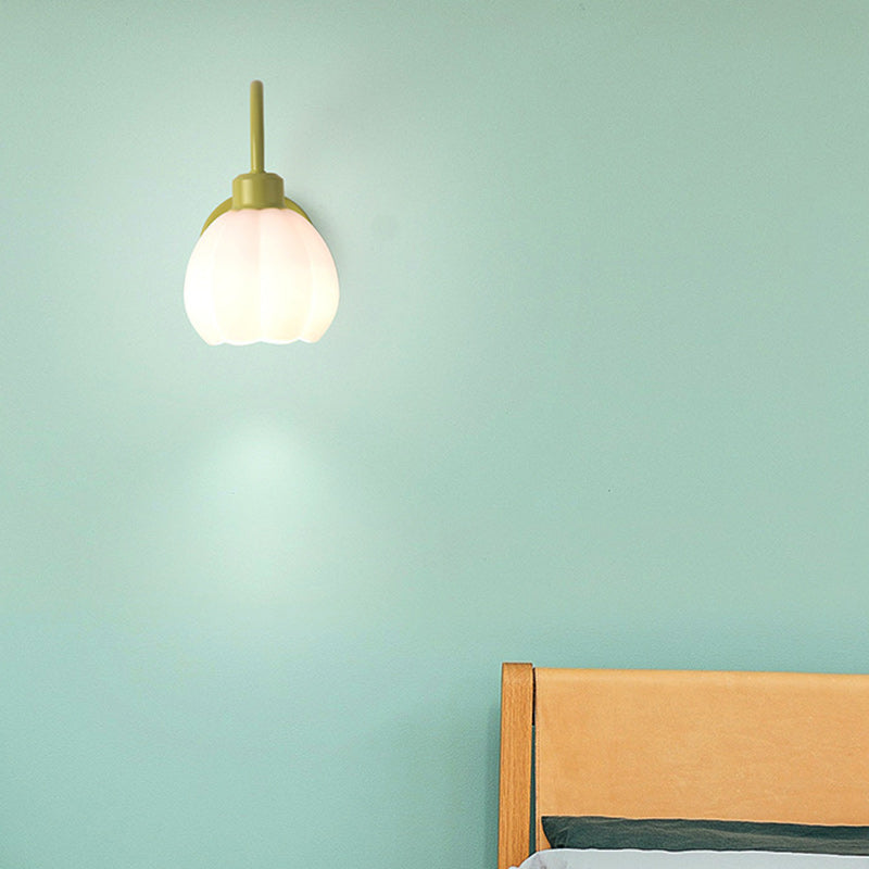 Flower Iron Glass Living Wall Lamp