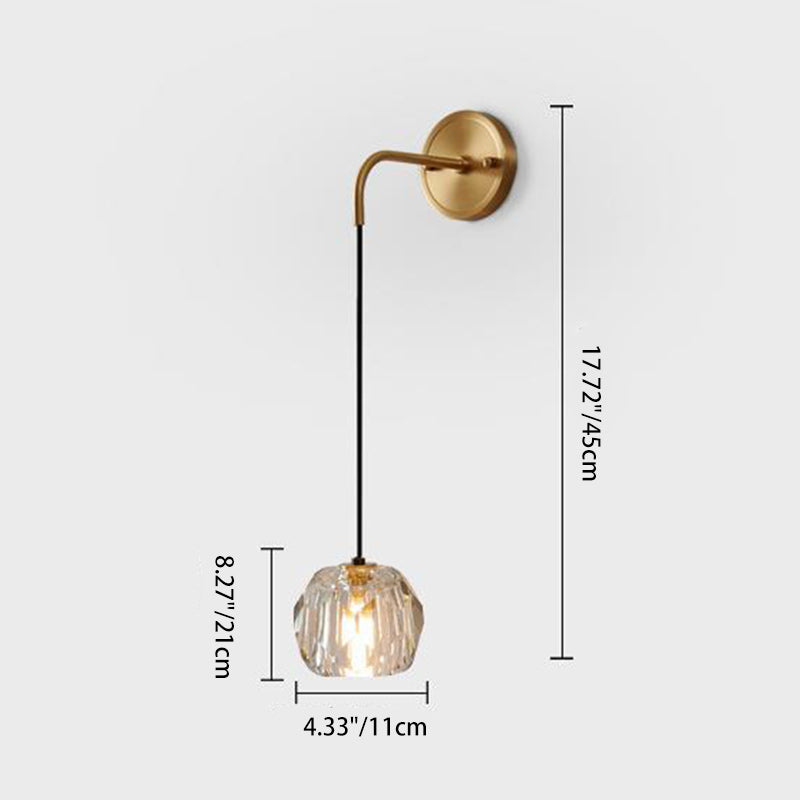 Round Copper Crystal Living Wall Lamp