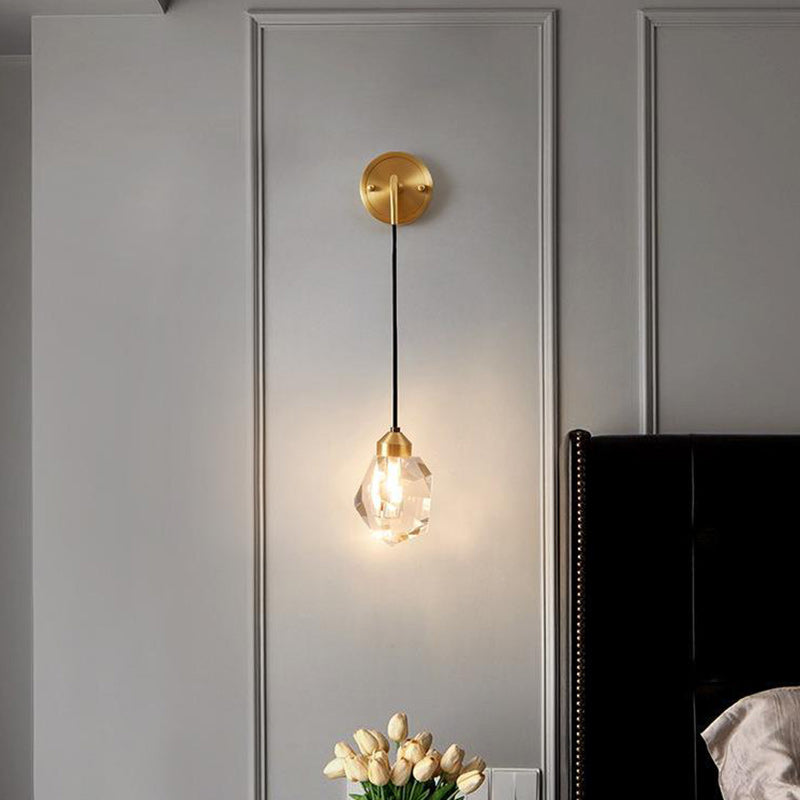 Round Copper Crystal Living Wall Lamp