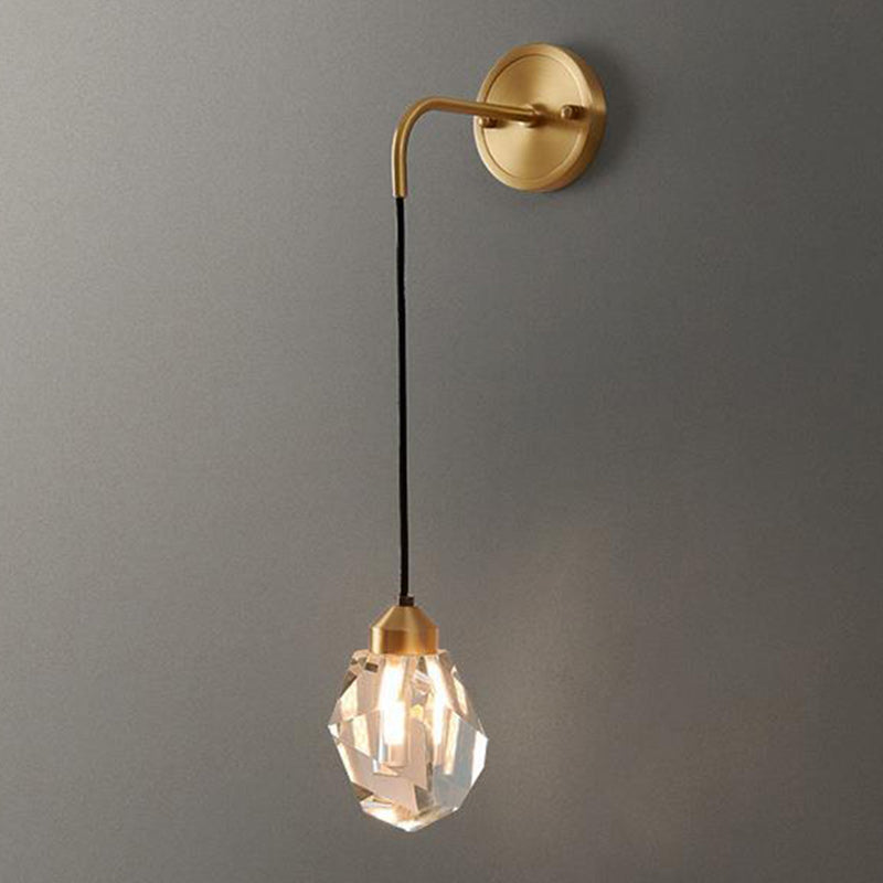 Round Copper Crystal Living Wall Lamp