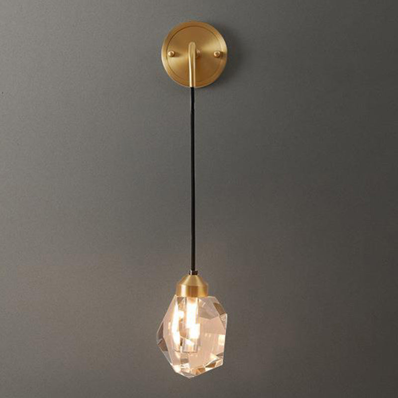Round Copper Crystal Living Wall Lamp