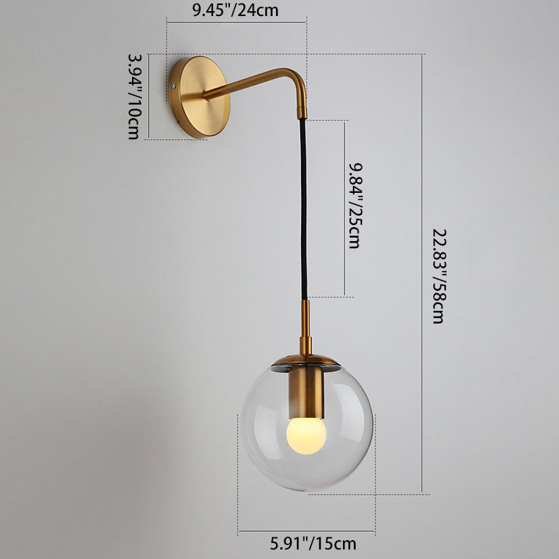 Globe Iron Glass Living Wall Lamp