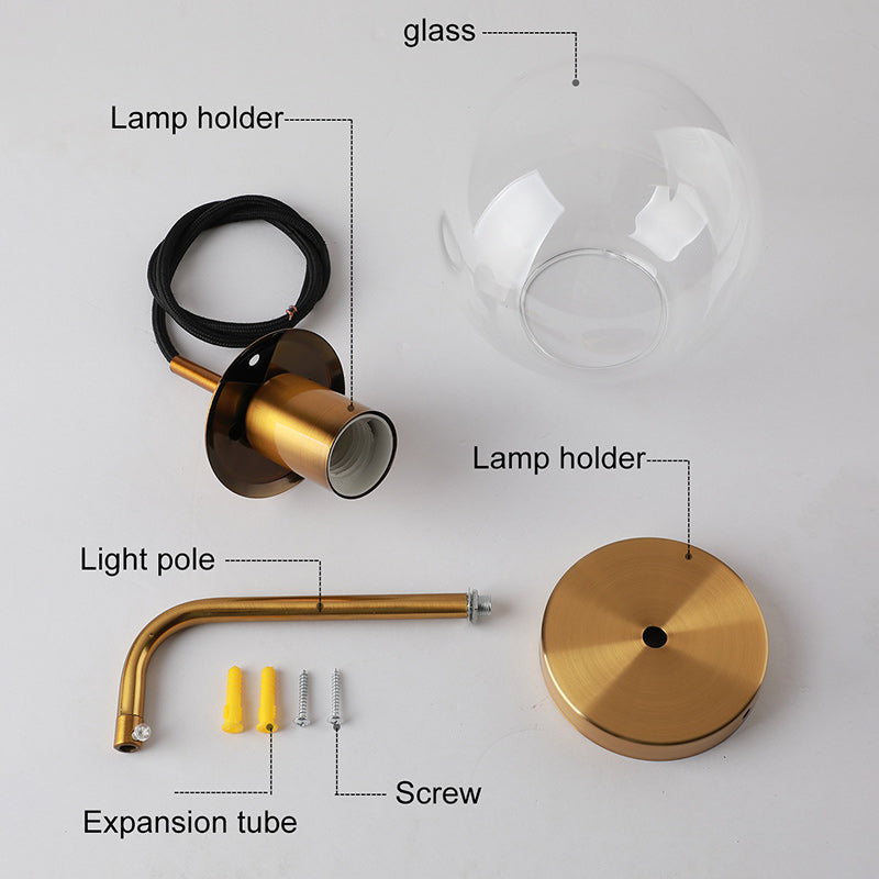 Globe Iron Glass Living Wall Lamp