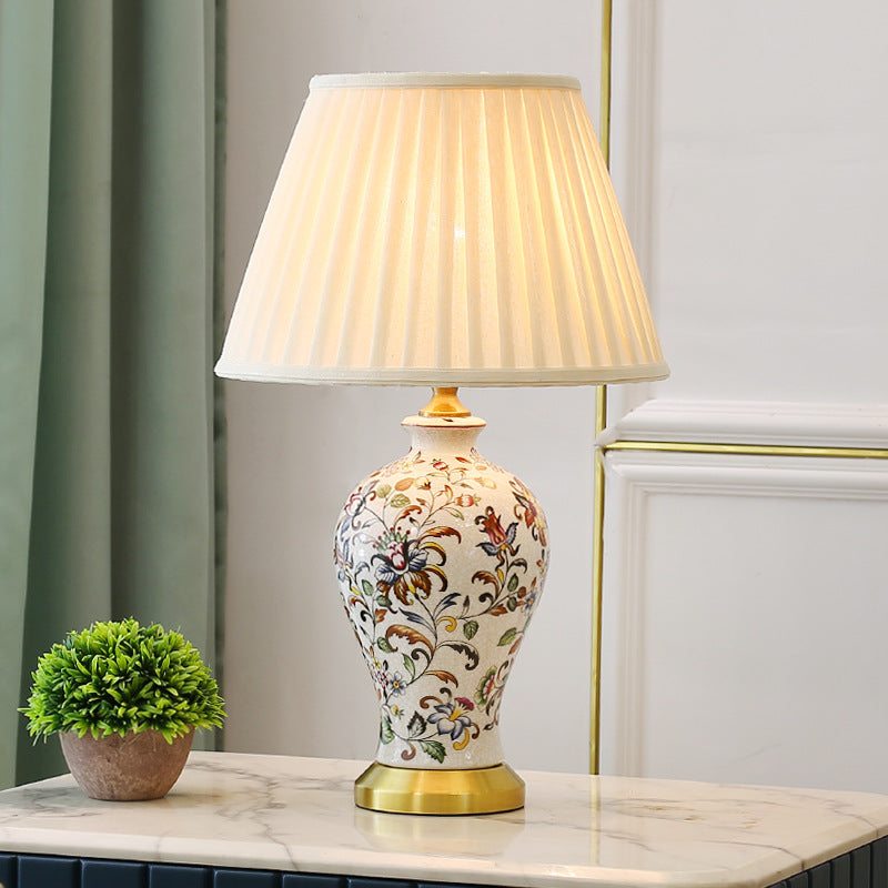 Drum Iron Ceramic Fabric Table Lamp